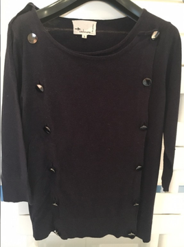Les Petites... Buttoned Navy Knit Top 