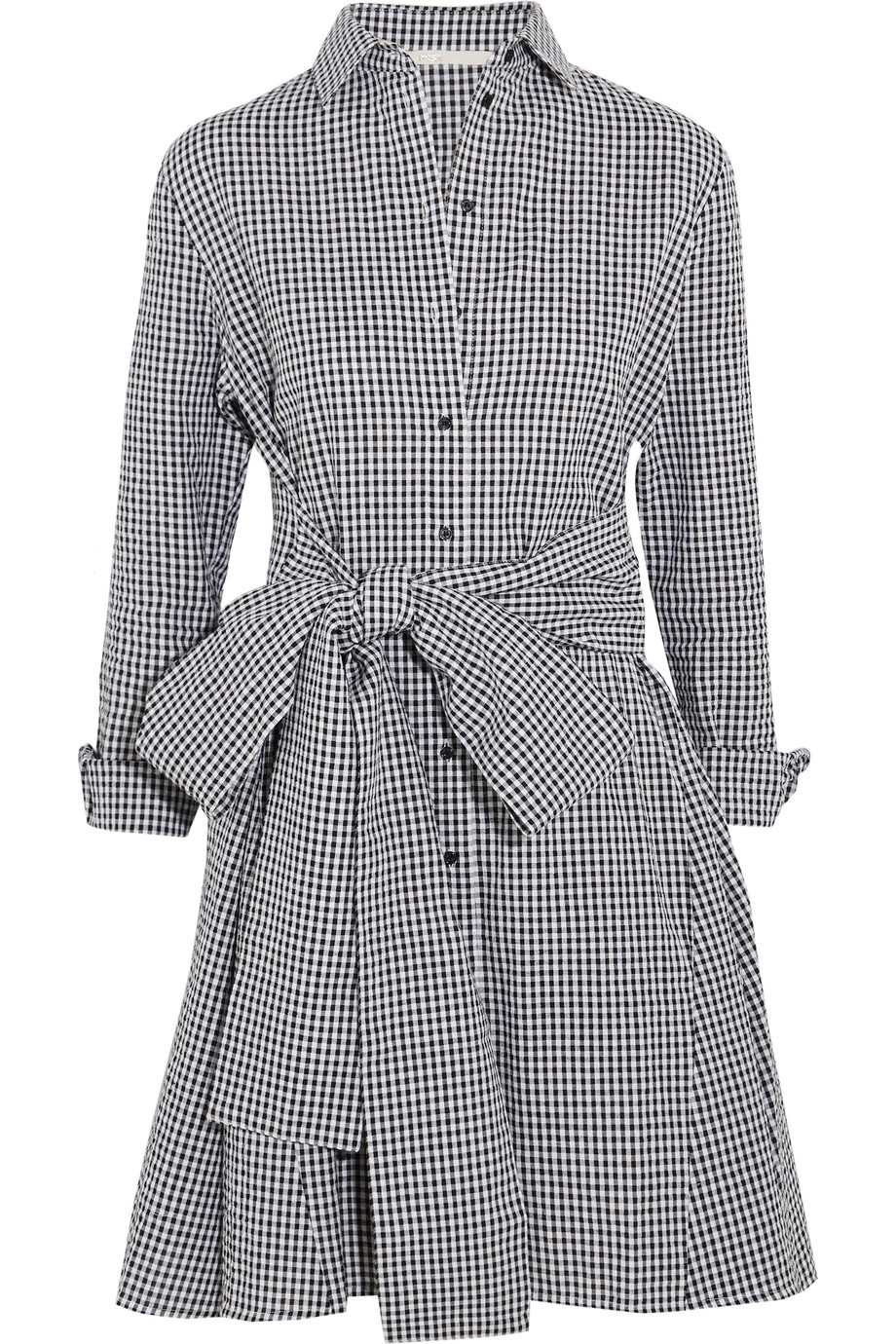 Maje Richy Tie-Front Shirt Dress in Gingham