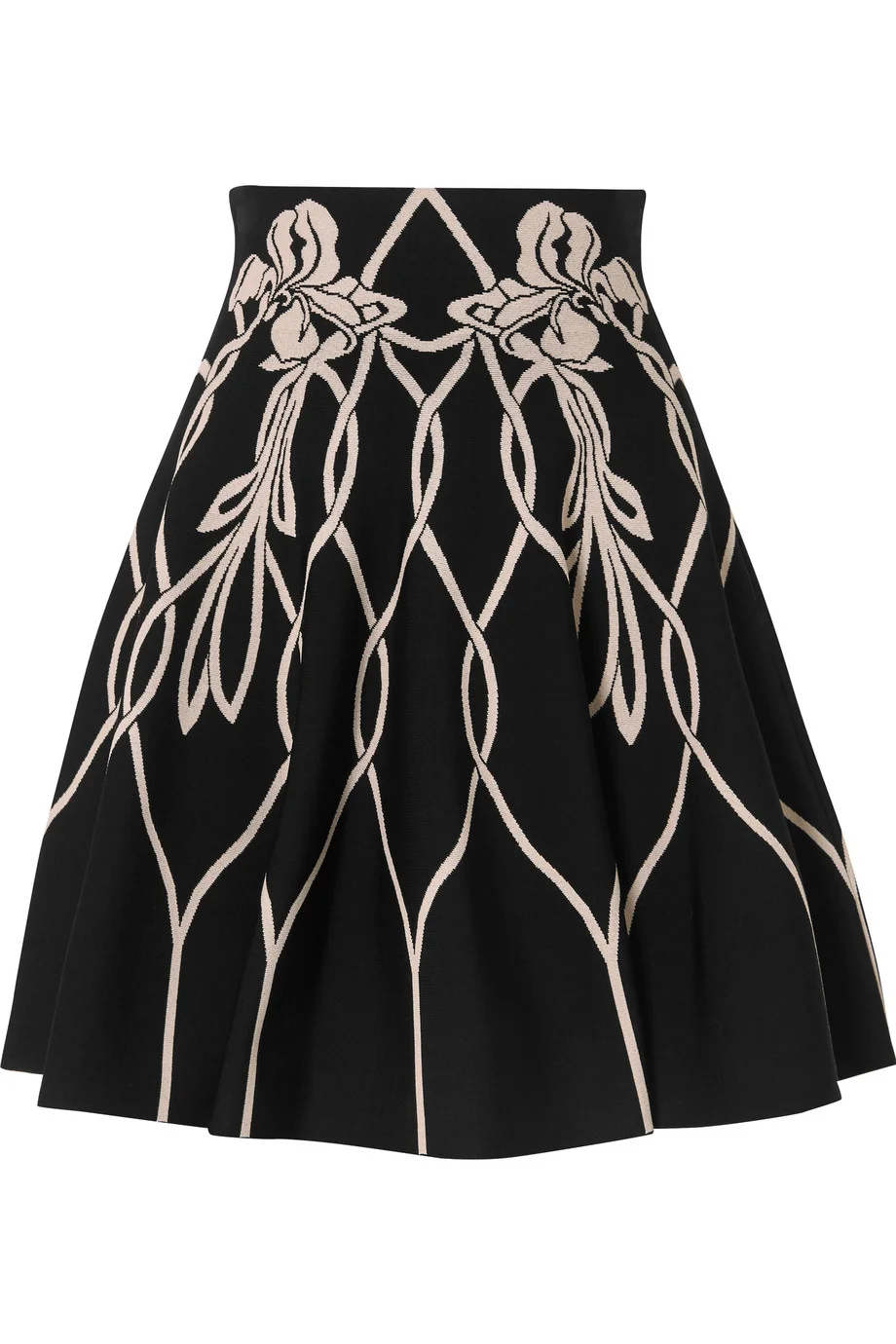 Alexander McQueen Jacquard-Knit A-Line Mini Skirt in Flower & Vine Print
