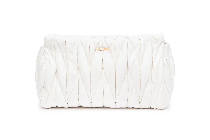 Miu Miu Quilted Pouch in White