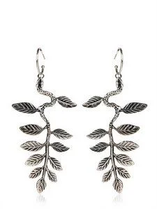 Maria Nilsdotter Snake Leaf Earrings in Silver