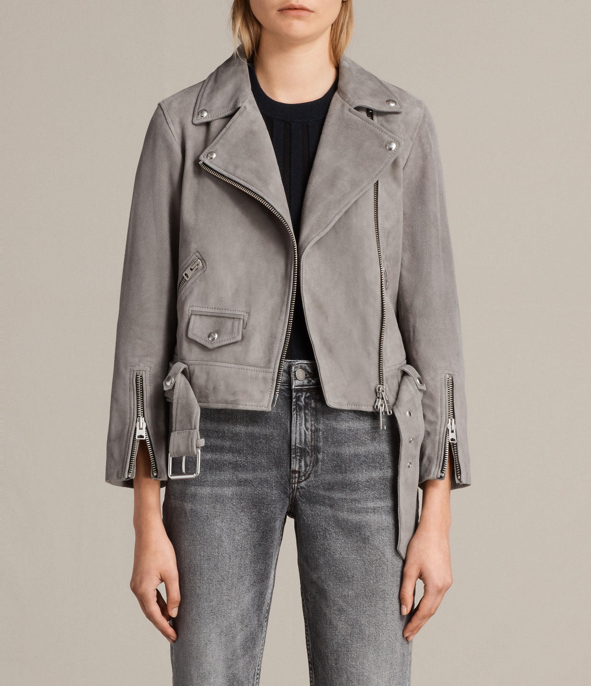 Style All Saints Suede Bomber All Saints Grey Suede Jacket Top