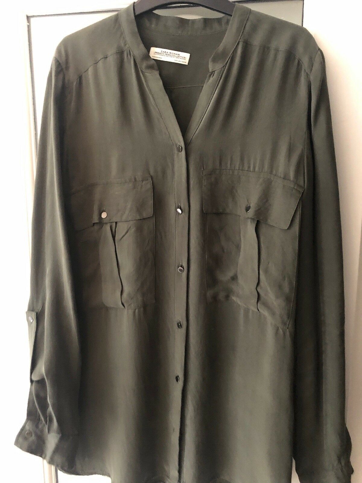 zara khaki blouse