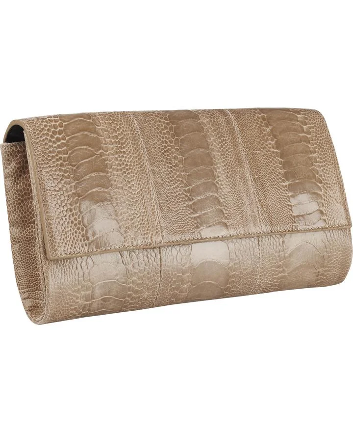 Naledi Copenhagen Allana Ostrich Clutch in Latte Beige