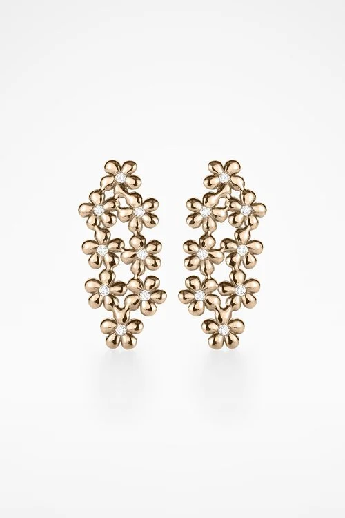 Kreuger Jewellery Rose Gold Poppy Earrings with Diamonds