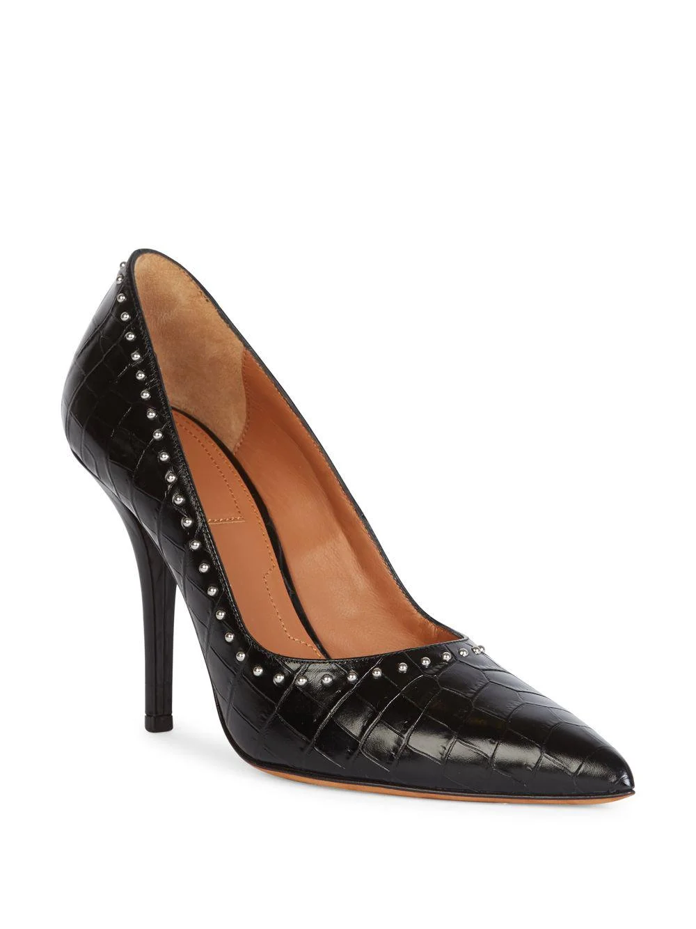 Givenchy Elegant Studded Croc-Embossed Pumps in Black
