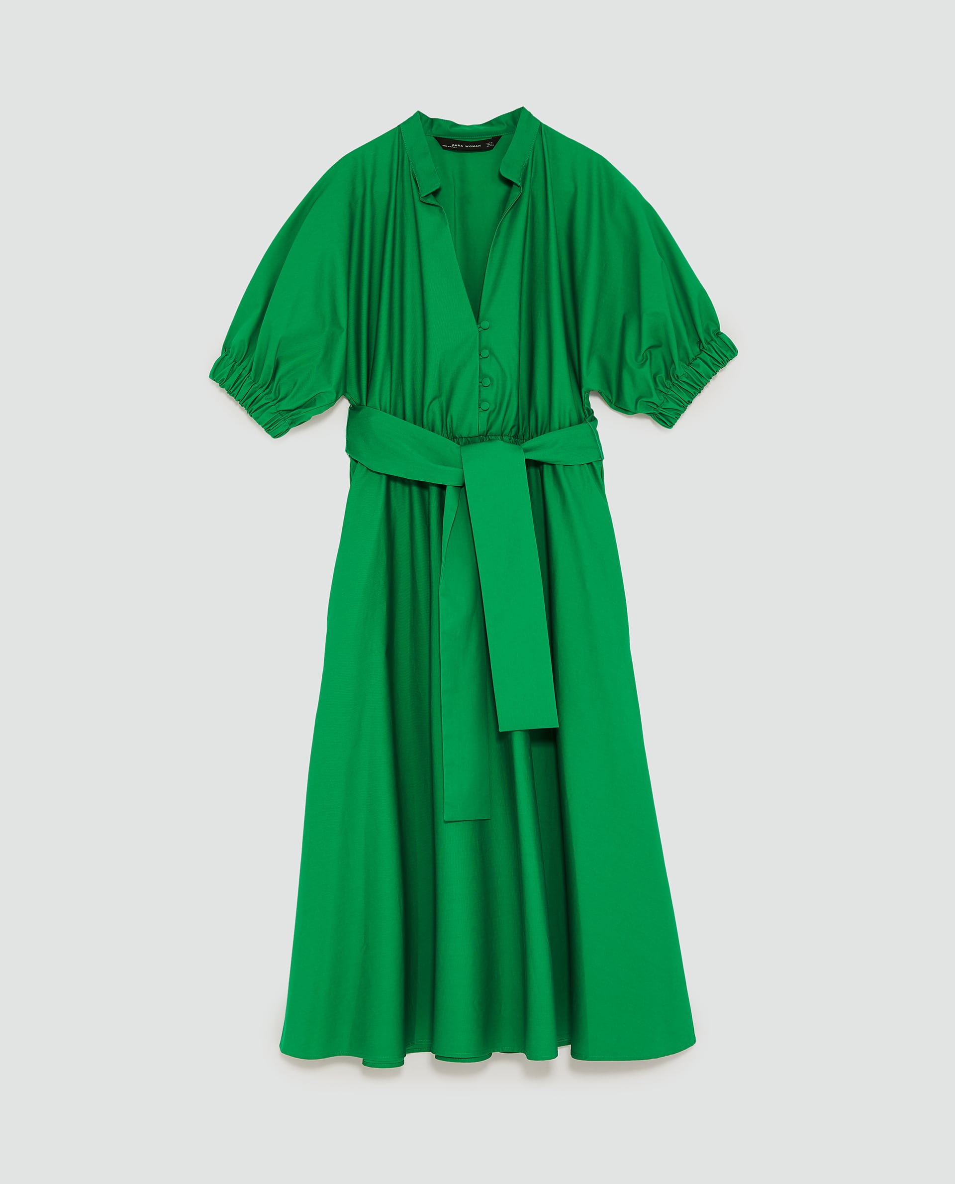 Zara Midi Dress with Voluminous Sleeves in Green.jpg