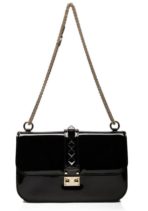 Valentino Rockstud Flap Shoulder in Black Leather — UFO No More