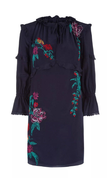 Beulah London Prema Embroidered Ruffle Neck Shift Dress.jpg