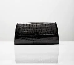 Carlend Copenhagen Aicha Clutch in Black Croco