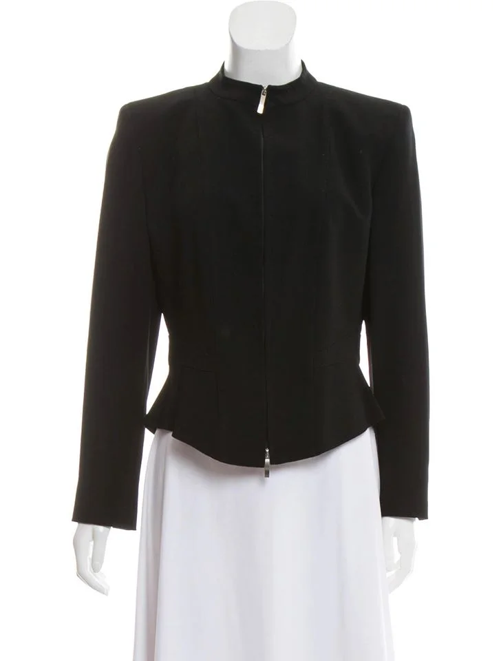 Max Mara Structured Mock Neck Blazer in Black