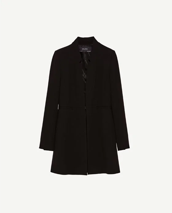 Zara Crepe Frock Coat in Black