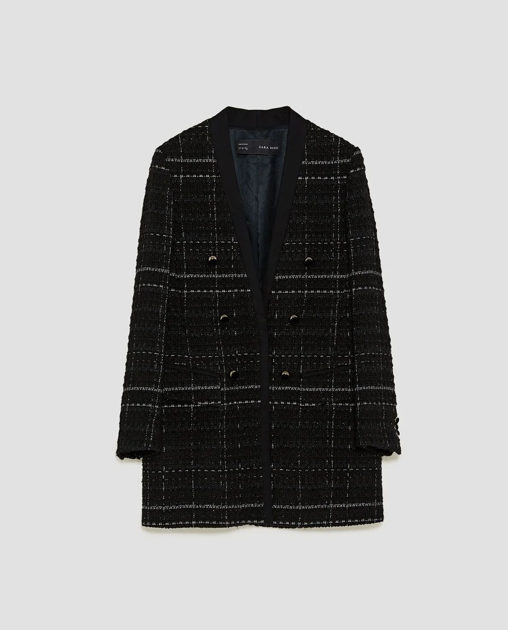 Zara Checked Frock Coat with Textured Weave