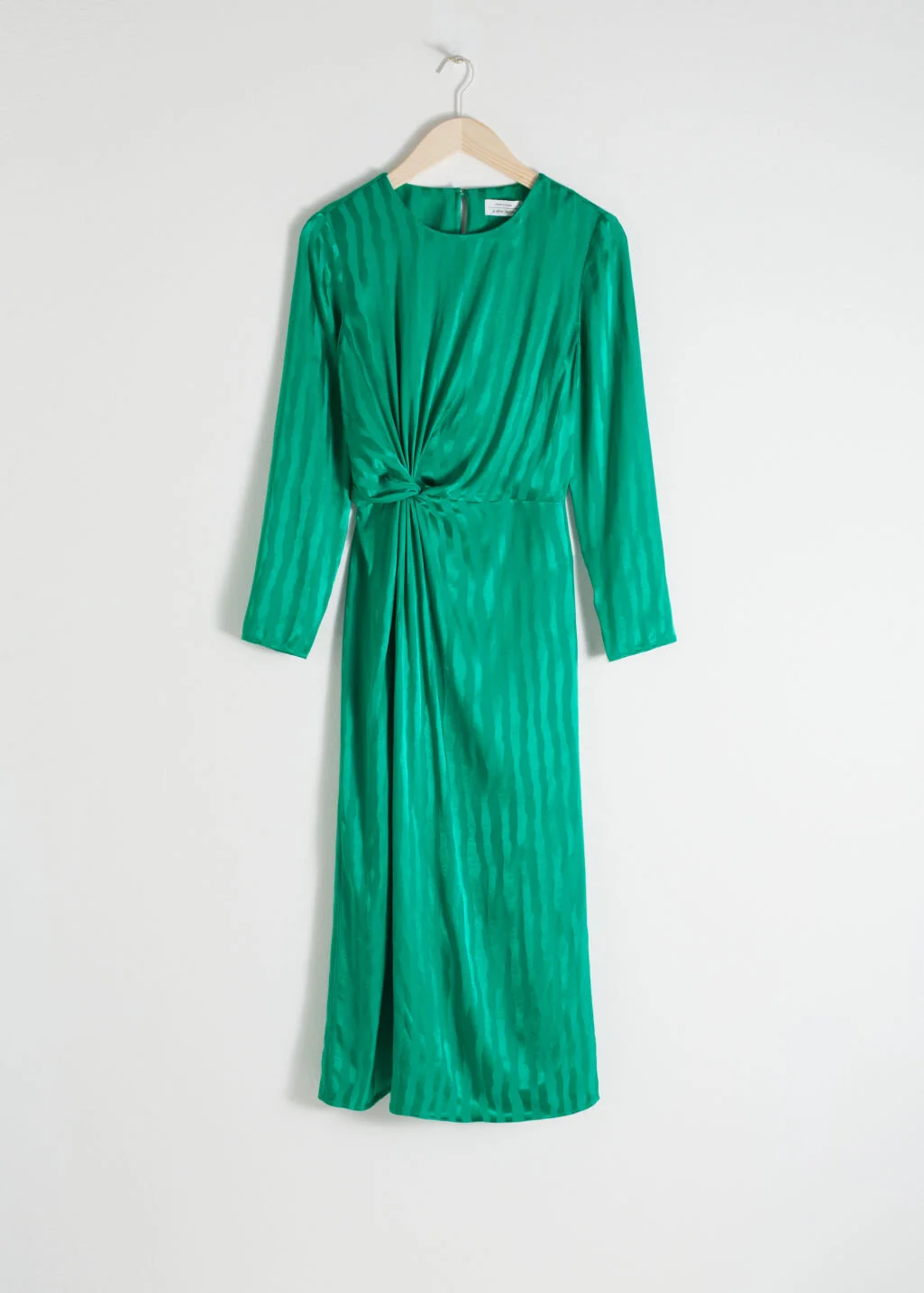 satin twist knot midi dress