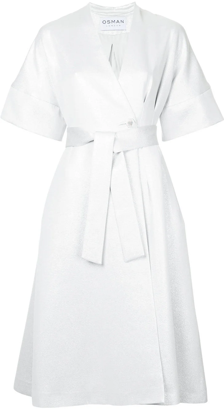 Osman Fleur Tie-Waist Coat in Metallic
