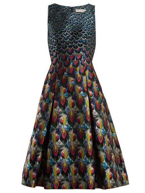 Mary Katrantzou Talon Dress in Feather-Print