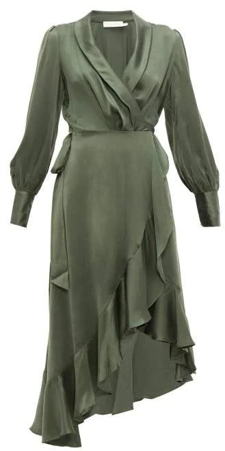 zimmermann espionage silk drape dress espionage silk wrap midi
