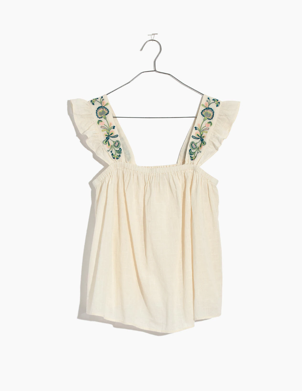 Madewell Embroidered-Strap Swing Top