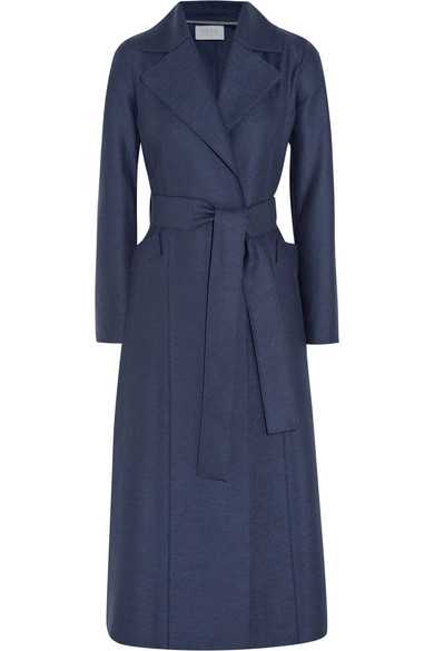 Harris Wharf London Belted Wool-Felt Coat in Navy — UFO No More