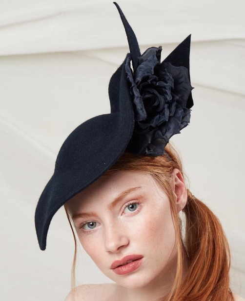 Jane Taylor Tear Felt Hat in Navy