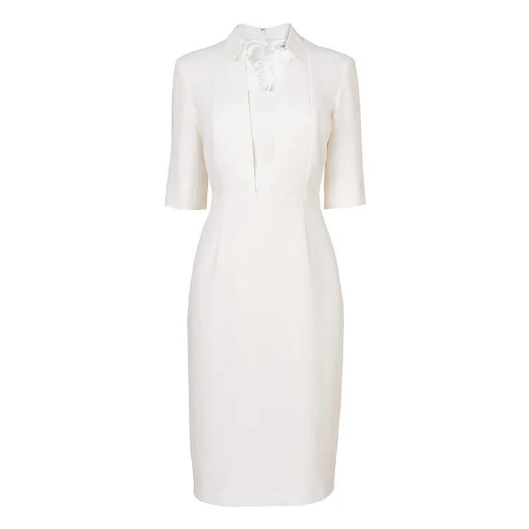 white lace dress nz ZAPAKA Women White Lace Dress V-neck Long Party Dress – ZAPAKA NZ main image 0