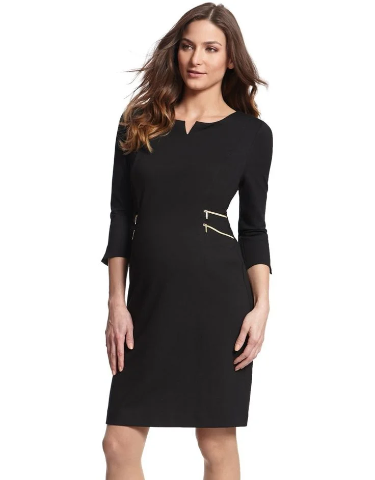 Seraphine Black Zip Detail Dress