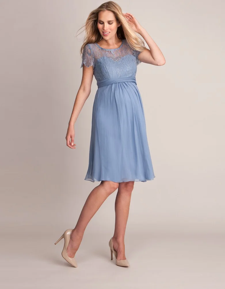 Seraphine Cornflower Silk & Lace Dress