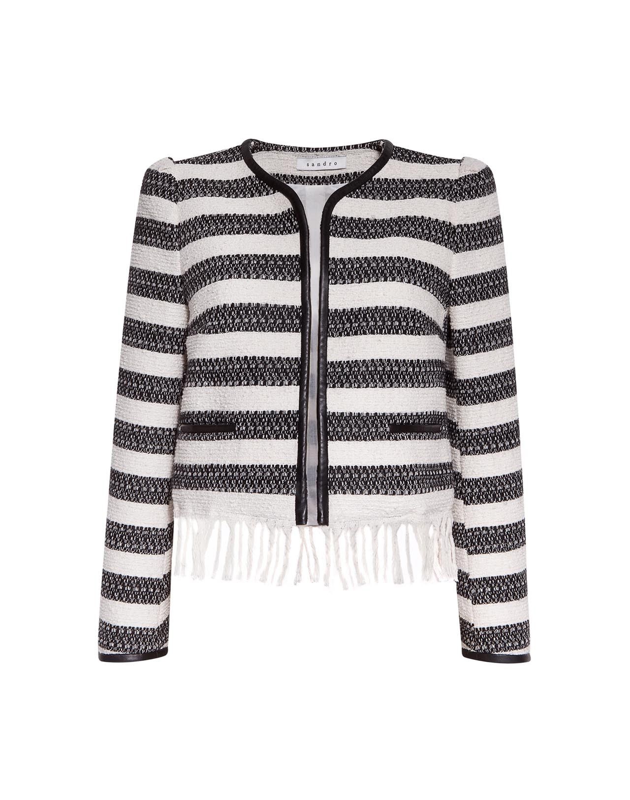 Sandro Voeu Striped Fringe Jacket.jpg