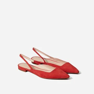 Everlane The Editor Slingback Flats In Red Suede