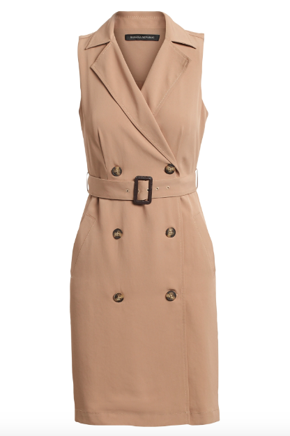 Banana Republic Double-Breasted Trench Dress in Khaki