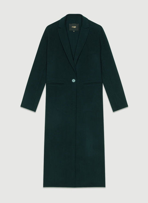 Maje Galaxy Long Line Coat in Green UFO No More