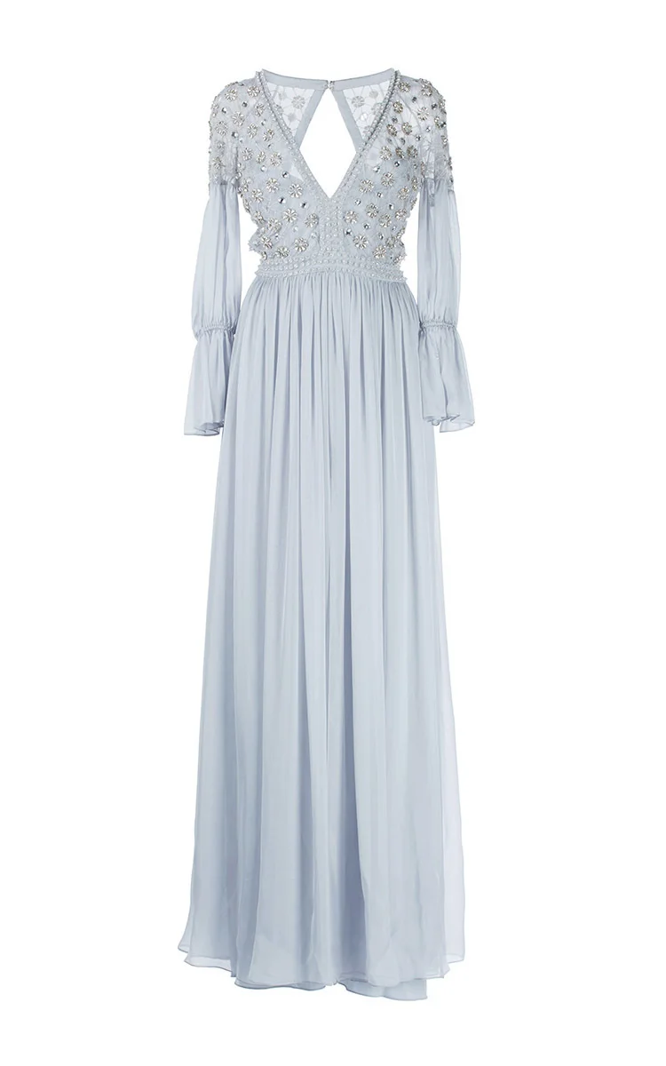 Temperley London Crossbone Lettice Gown in Light Grey