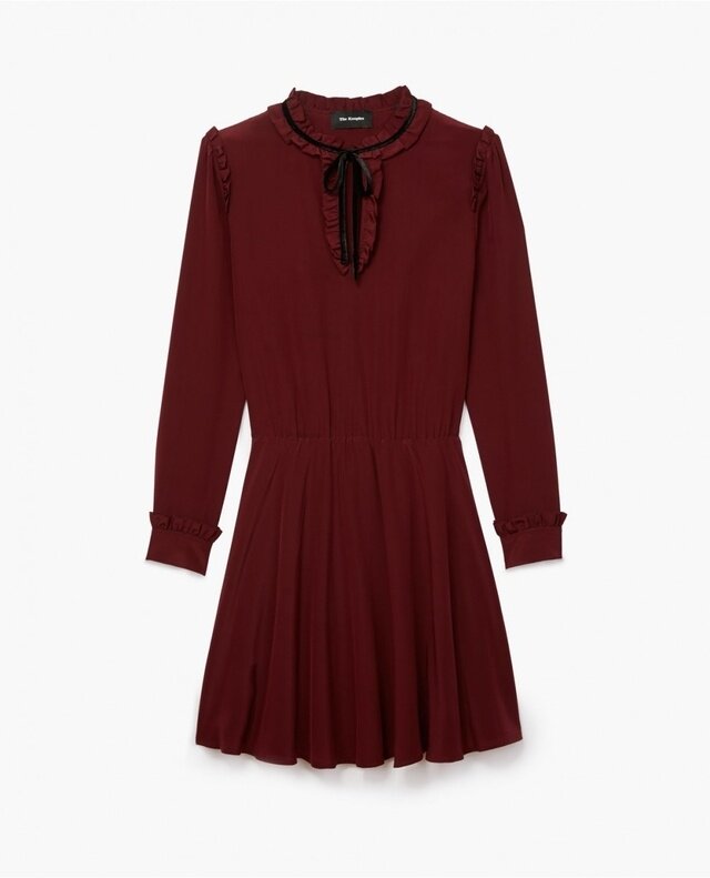 The Kooples Neck-Tie Silk Dress with Ruffle Details.jpg