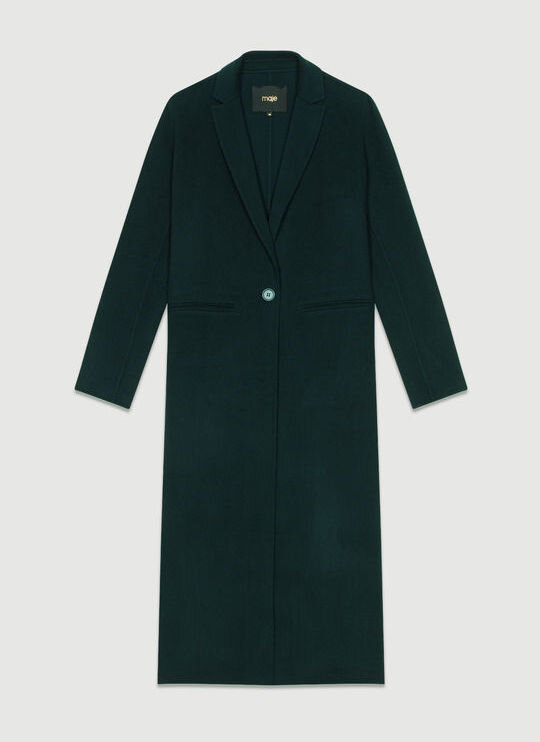 Maje Galaxy Long Line Coat in Green.jpg