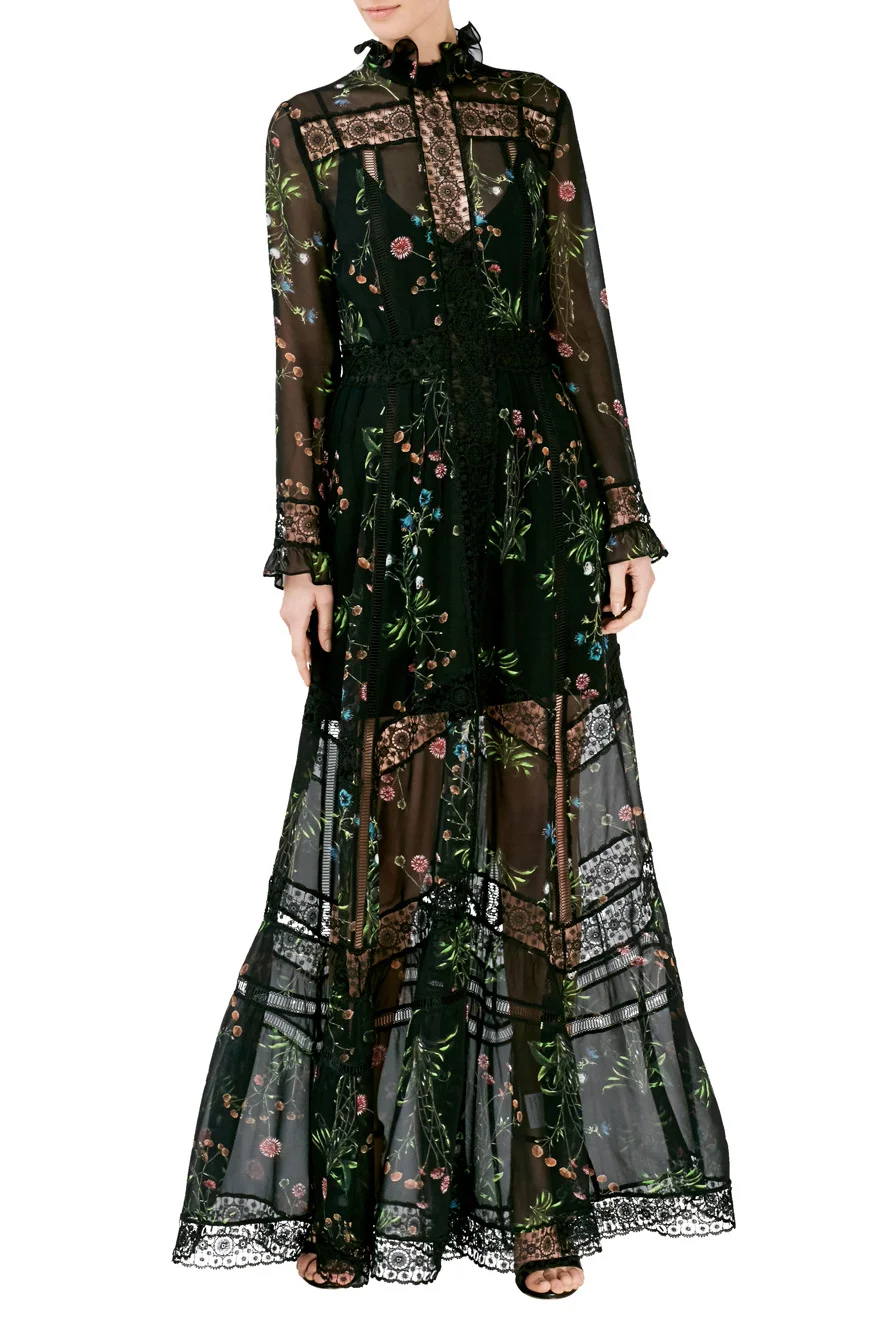 Nicholas Wildflower Floral Print Maxi Dress