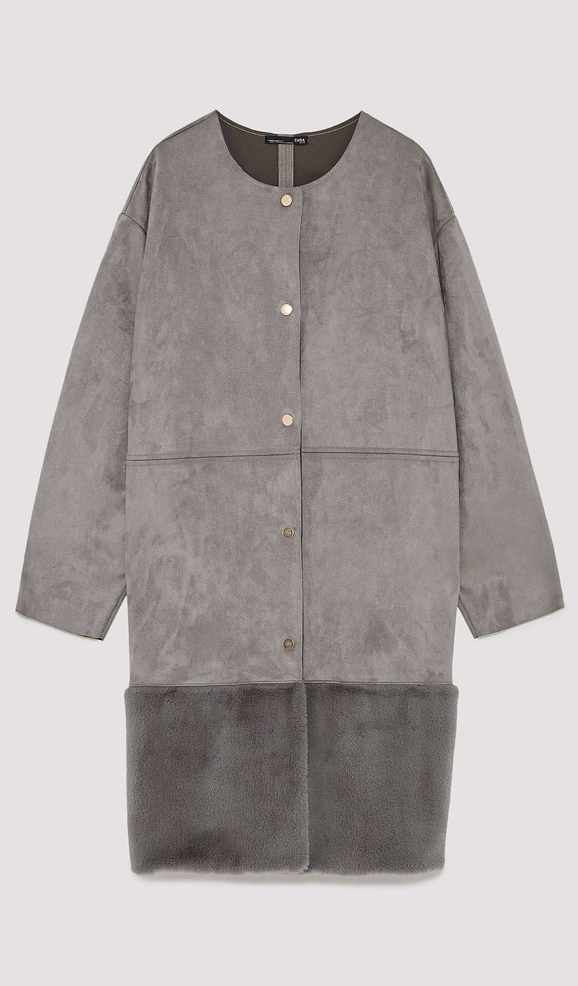 zara contrasting faux suede jacket