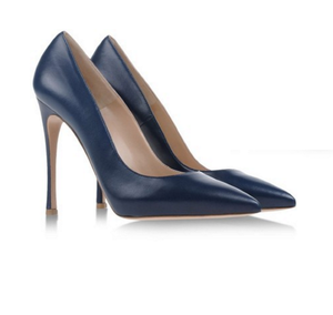 Gianvito Rossi Closed Toe Pumps in Navy Leather — UFO No More