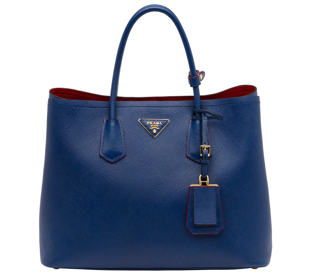 Prada Saffiano Cuir Double Bag In Pesco-baltico