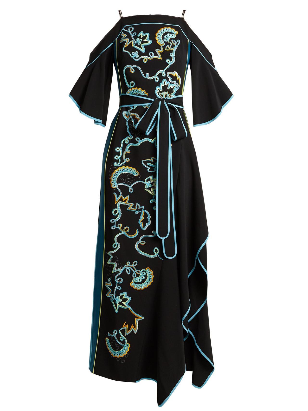 Peter Pilotto Cold Shoulder Embroidered Cady Gown.jpg