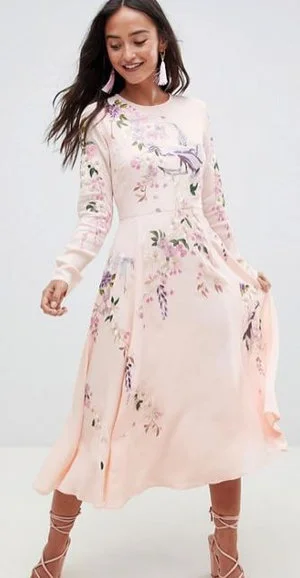 pink midi dress asos