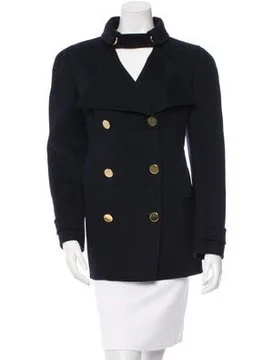 Valentino Double Breasted Coat in Navy