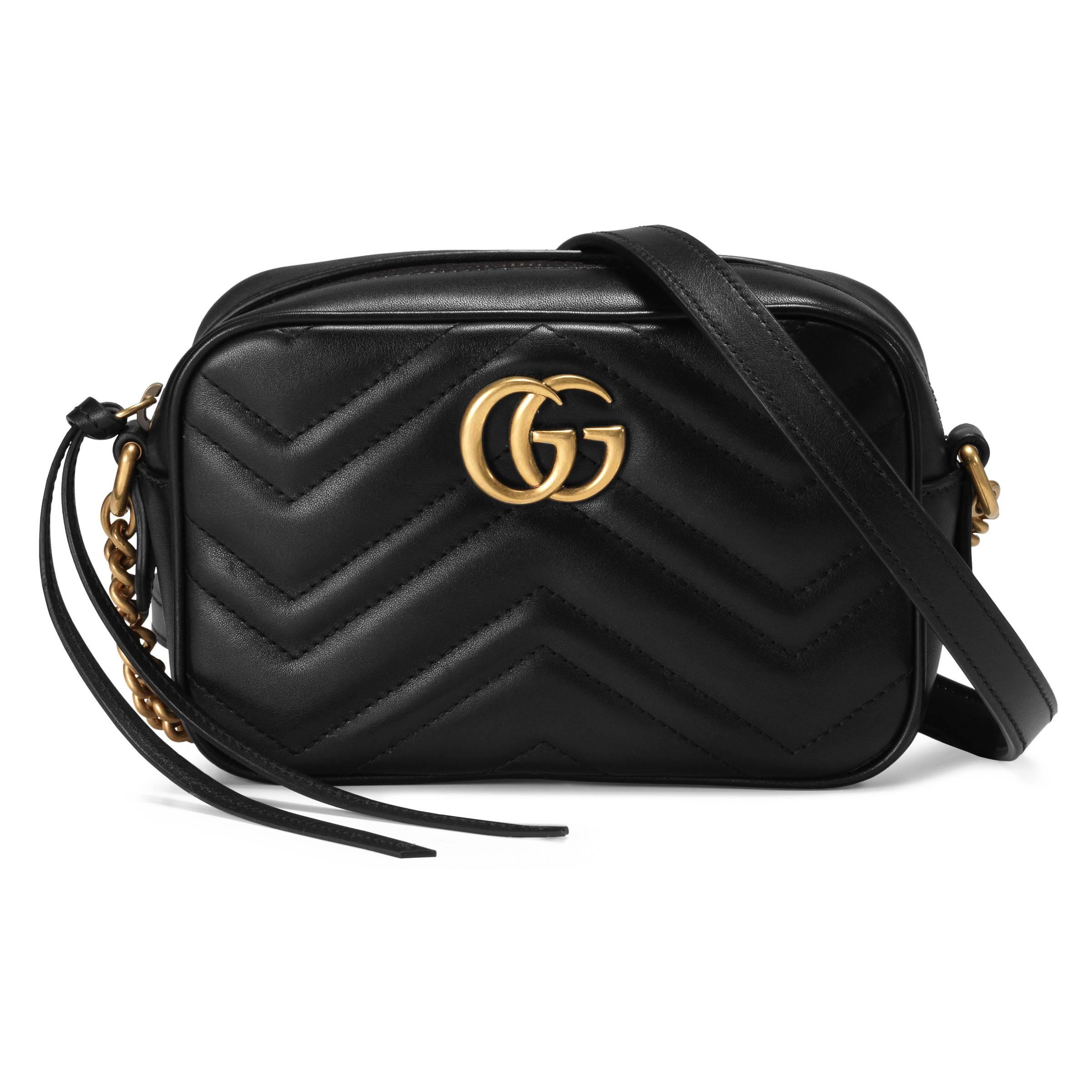 Túi đeo chéo Gucci GG Marmont Size 26 Matelasse Chevron Leather Black  Shoulder Bag