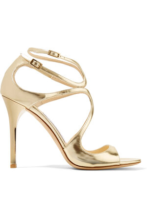 Jimmy Choo Lang 100 Sandals in Gold Metallic Sandals — UFO No More