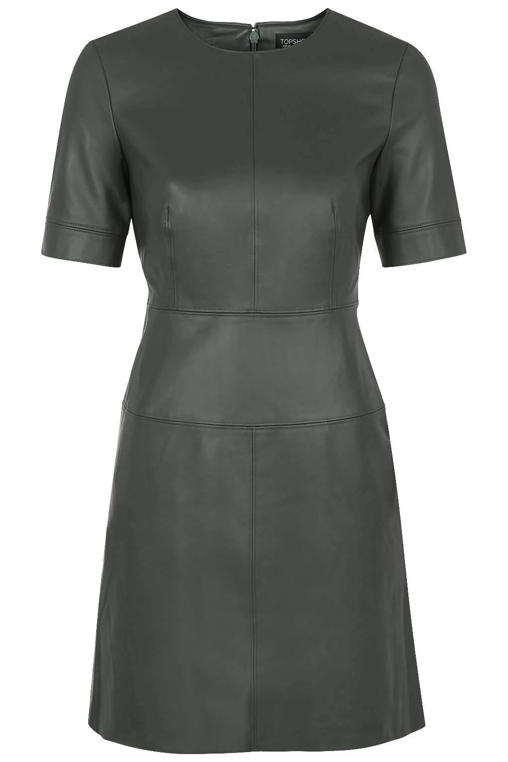 Topshop Faux Leather Shift Dress in Green — UFO No More