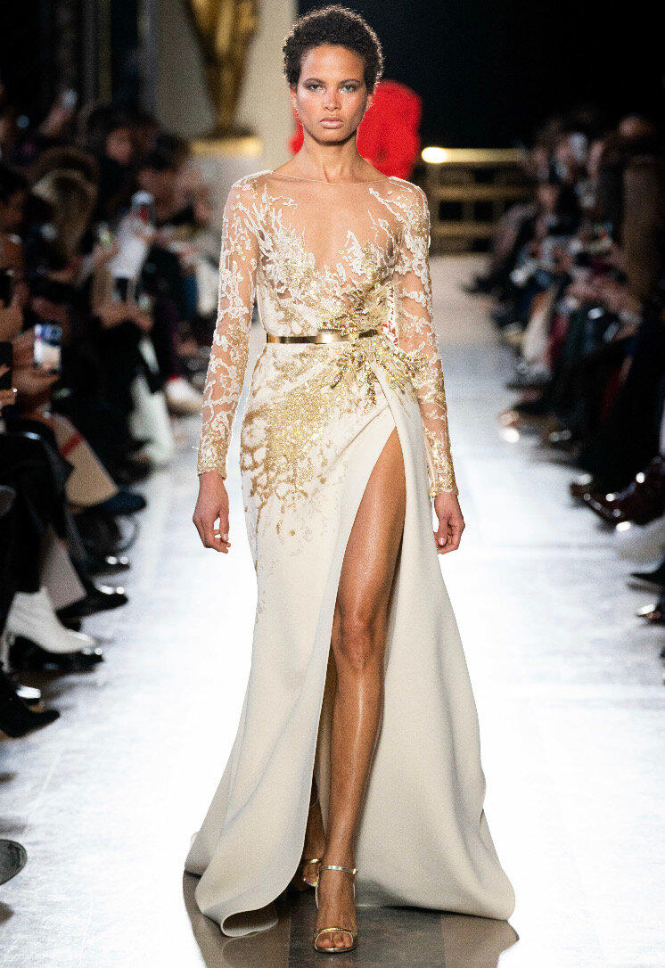 Gold White Evening Prom Dress Sleeveless V-Neck Formal Evening Gown  Backless Vestidos De Festa | craft-ivf.com