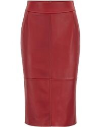 Hugo Boss Selrita Pencil Skirt in Red Lambskin-Leather — UFO No More