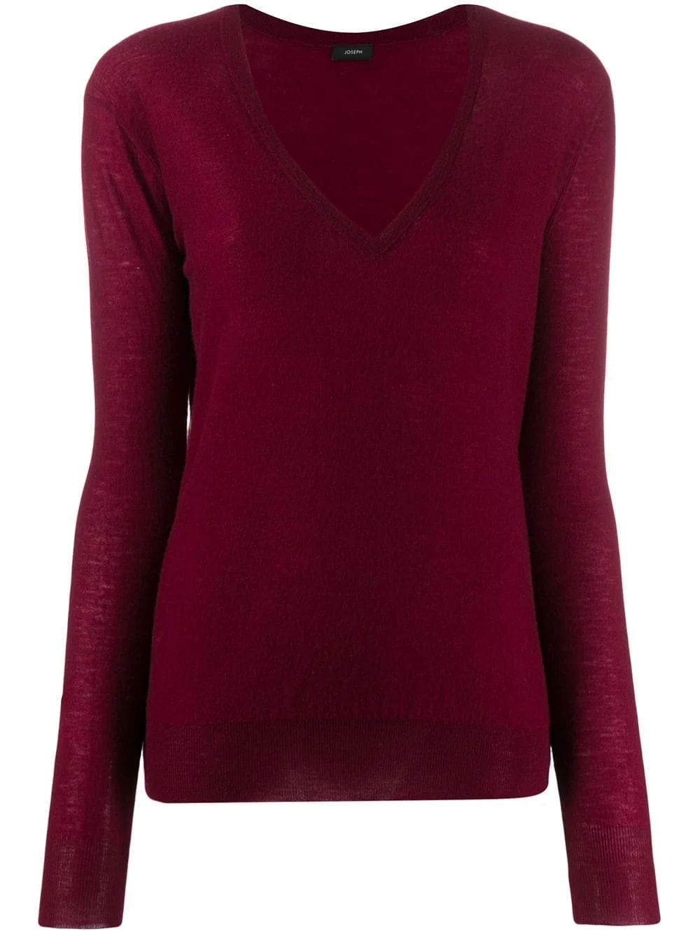 Joseph V Neck Cashair Knit Sweater in Garnet Red