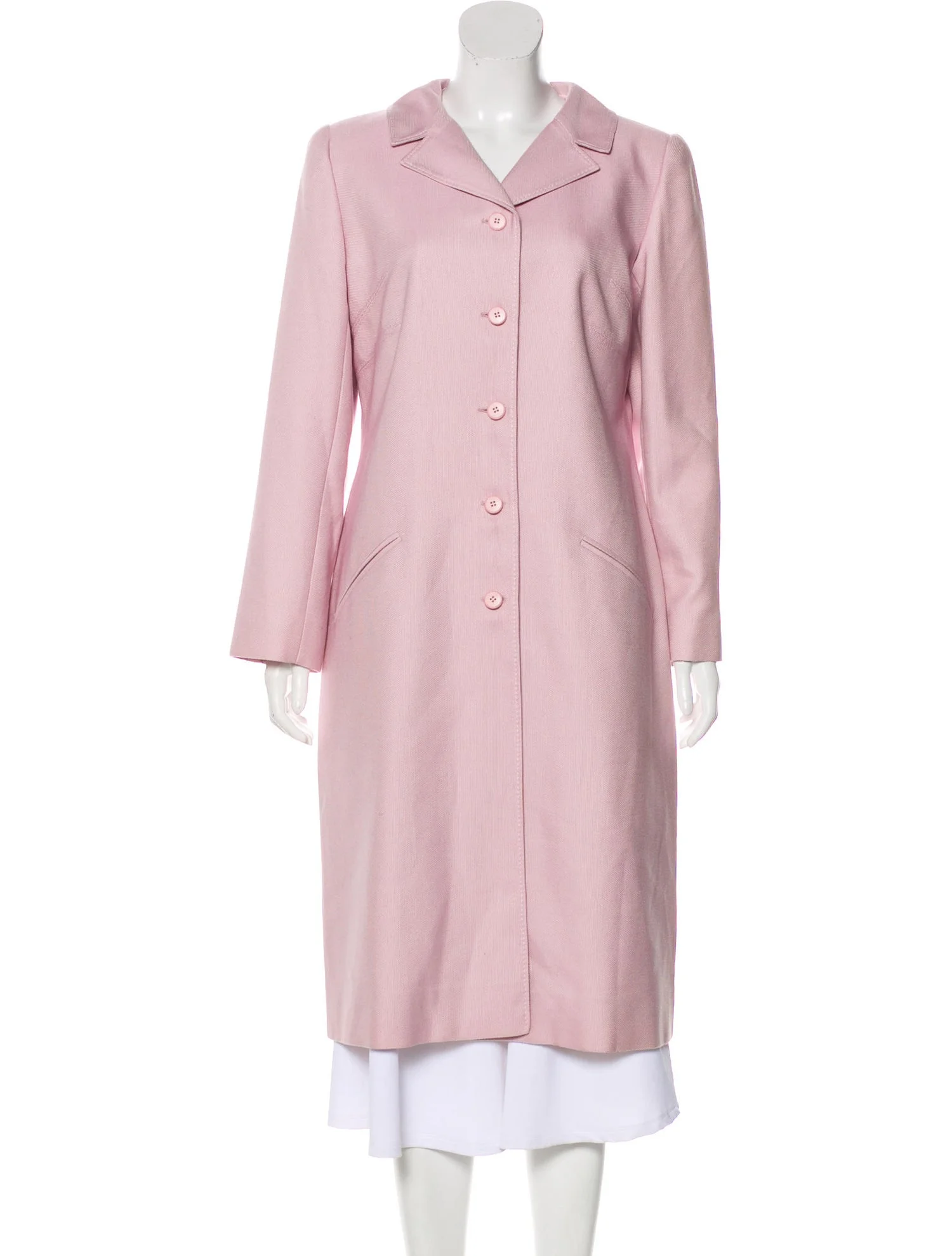Valentino Tweed Long Coat in Pink