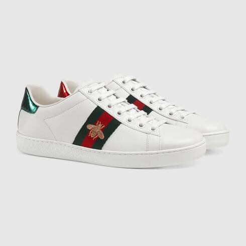Gucci Ace Bee-Embroidered Sneakers in White.jpg