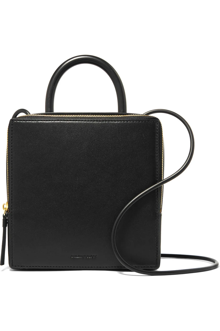 Building Block Box Shoulder Bag in Black Leather